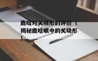 鹿晗对关晓彤的评价（揭秘鹿晗眼中的关晓彤）