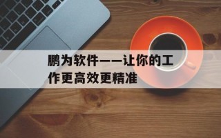 鹏为软件——让你的工作更高效更精准