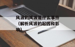 风波的风波是什么事件（解析风波的起因和影响）