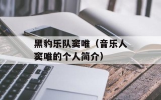 黑豹乐队窦唯（音乐人窦唯的个人简介）