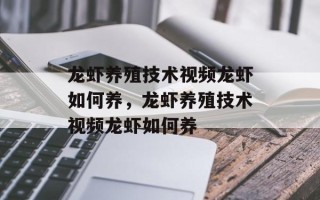 龙虾养殖技术视频龙虾如何养，龙虾养殖技术视频龙虾如何养