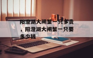 阳澄湖大闸蟹一只多贵，阳澄湖大闸蟹一只要多少钱