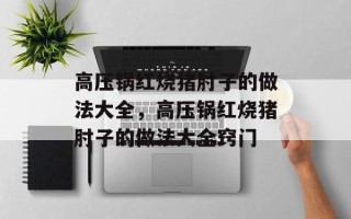 高压锅红烧猪肘子的做法大全，高压锅红烧猪肘子的做法大全窍门