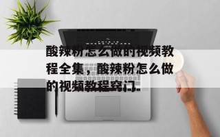 酸辣粉怎么做的视频教程全集，酸辣粉怎么做的视频教程窍门